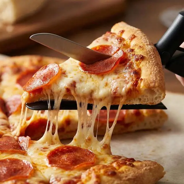 Alt view image 5 of 7 - Pizza Scissors with Serving Tray, 12-Inch Stainless Steel | Lockable pizza cutter with spring action and pan-friendly base for clean slicing, lifting and serving