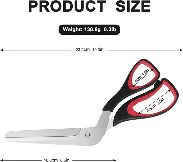 Alt view image 3 of 7 - Pizza Scissors, Pizza Cutter, Food-Grade Sharp Stainless Steel BladeSoft Grip Handle, 27cm, Black/GreyKitchen Gadgets Scissors