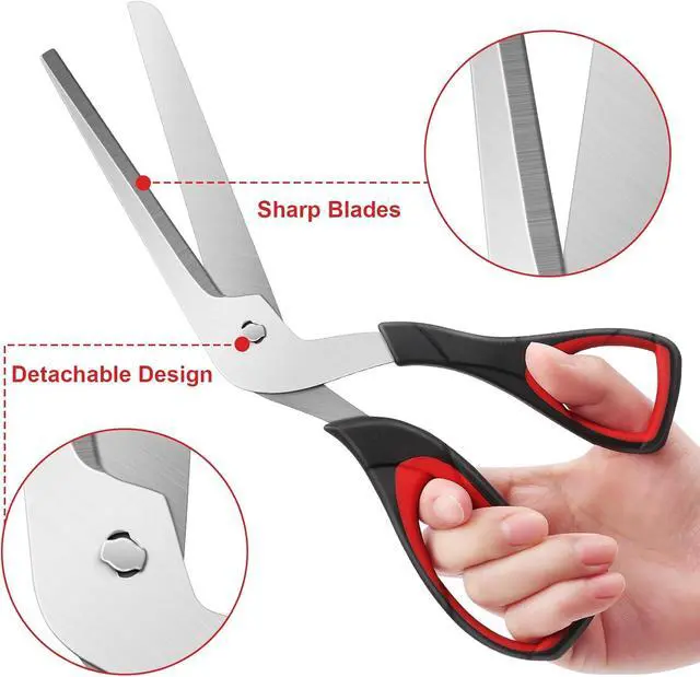 Alt view image 5 of 7 - Pizza Scissors, Pizza Cutter, Food-Grade Sharp Stainless Steel BladeSoft Grip Handle, 27cm, Black/GreyKitchen Gadgets Scissors