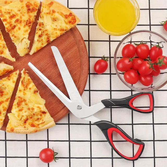 Alt view image 7 of 7 - Pizza Scissors, Pizza Cutter, Food-Grade Sharp Stainless Steel BladeSoft Grip Handle, 27cm, Black/GreyKitchen Gadgets Scissors
