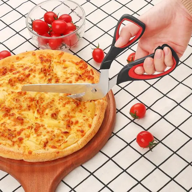 Alt view image 2 of 7 - Pizza Scissors, Pizza Cutter, Food-Grade Sharp Stainless Steel BladeSoft Grip Handle, 27cm, Black/GreyKitchen Gadgets Scissors
