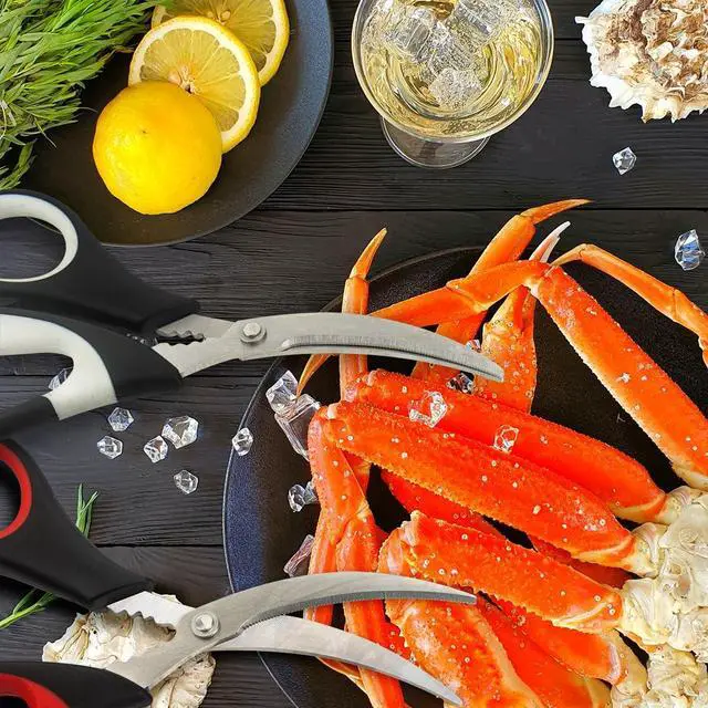 Alt view image 3 of 7 - masteymoh 3 Pairs of Kitchen Seafood Scissors for Crab Legs, Lobster Shell Cracker, Multifunctional Crab Leg Crackers