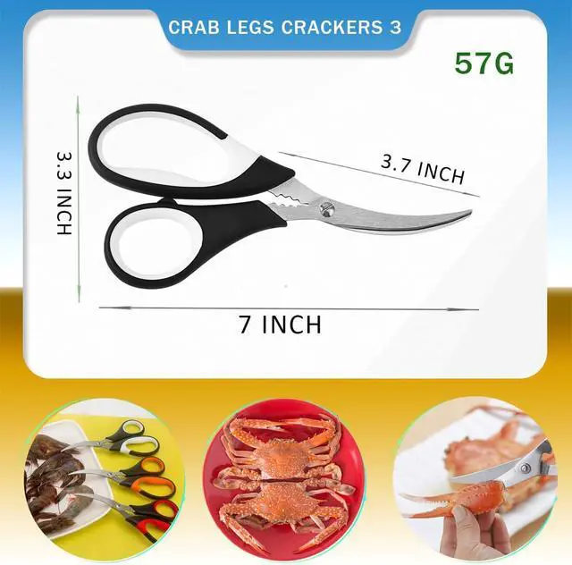 Alt view image 7 of 7 - masteymoh 3 Pairs of Kitchen Seafood Scissors for Crab Legs, Lobster Shell Cracker, Multifunctional Crab Leg Crackers