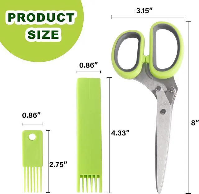 Alt view image 5 of 7 - LUVCOSY Herb Scissors, Premium Stainless Steel 5 Blade Kitchen Salad Scissors Dishwasher Safe, Sharp and Convenient 5 Blade with Safety Cover, Herb Stripping Tool and Cleaning Comb