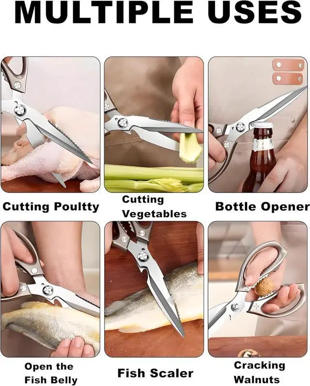 Alt view image 4 of 7 - Kitchen Scissors, All PurposeUltra Sharp Meat ScissorsHeavy Duty Cooking ScissorDishwash Safe Stainless Steel Kitchen Shears for Food, Chicken Bones, Turkey