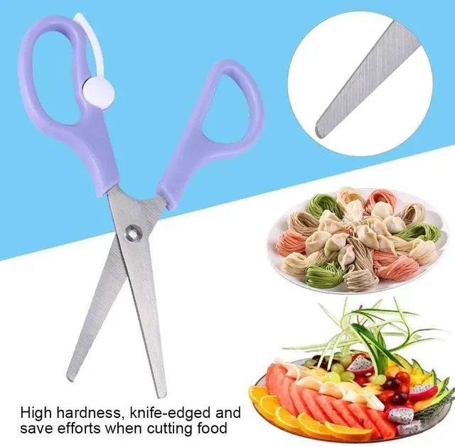 Alt view image 4 of 6 - Food Shears Stainless Steel Baby Scissors Food Scissor with Plastic Cover for Toddlers, Preschool Training Kids Scissors()