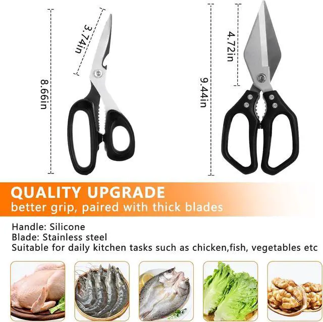 Alt view image 2 of 7 - 2-Piece Kitchen Scissors Heavy Duty, Stainless Steel Kitchen Shears | Sharp Utility Scissors for Cutting Chicken, Meat, Fish, Vegetables and Poultry, Home kitchen Utensils Gadgets