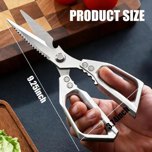 Alt view image 2 of 5 - Stainless Steel Kitchen Shears, Multi-Purpose Sharp Cooking Scissors, Dishwasher Safe & Rust-Resistant, Ideal for Cutting Turkey, Bones, Scaling Fish, Opening Beer Bottles and Cracking Walnuts