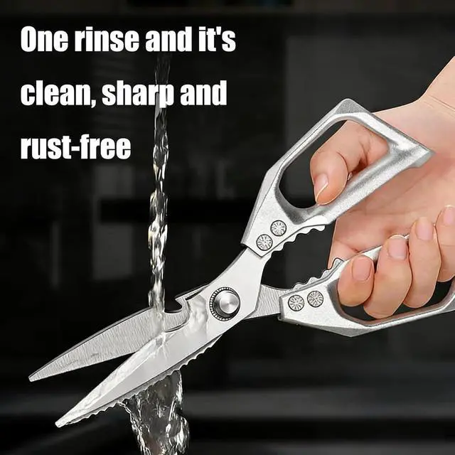 Alt view image 4 of 5 - Stainless Steel Kitchen Shears, Multi-Purpose Sharp Cooking Scissors, Dishwasher Safe & Rust-Resistant, Ideal for Cutting Turkey, Bones, Scaling Fish, Opening Beer Bottles and Cracking Walnuts