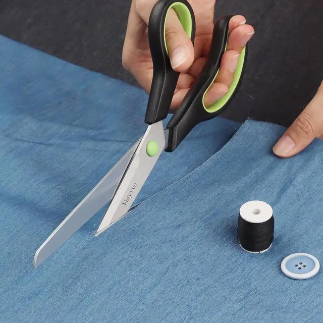 Alt view image 2 of 7 - Scissors, Stainless Steel Blades Soft Grip for Home, School, Office. Black and Green, 4
