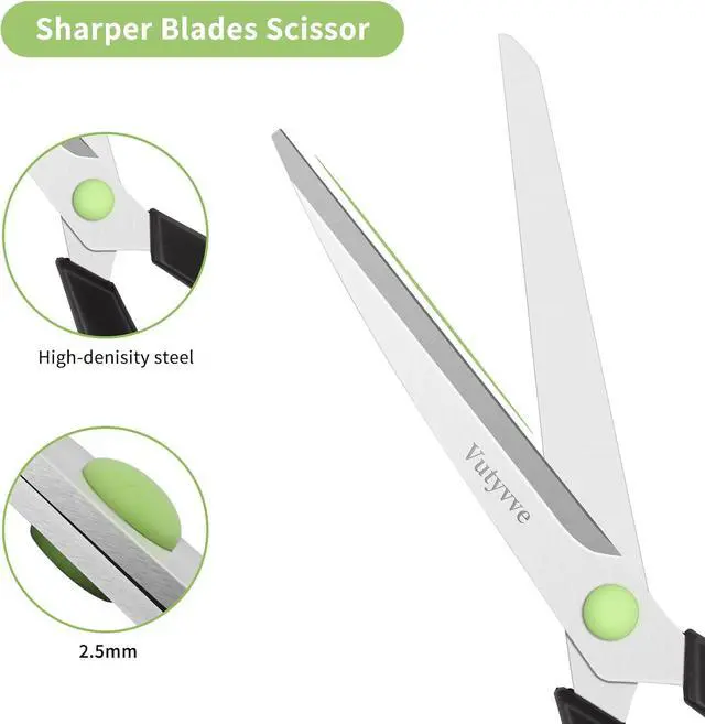 Alt view image 3 of 7 - Scissors, Stainless Steel Blades Soft Grip for Home, School, Office. Black and Green, 4
