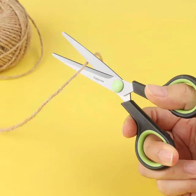 Alt view image 6 of 7 - Scissors, Stainless Steel Blades Soft Grip for Home, School, Office. Black and Green, 4