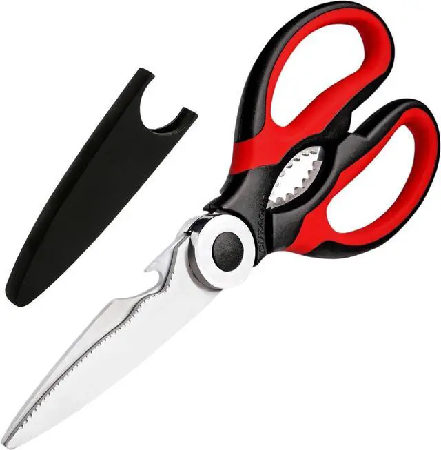 Main image of Kitchen Scissors Stainless Steel Sharp Blades with Cushioned Soft TPR Grip for Easy Handling Heavy Duty Multipurpose Scissors for Meat, Chicken, Fish, Vegetables, & Herbs Bottle Opener