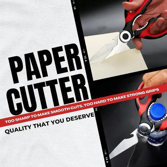 Alt view image 6 of 7 - Kitchen Scissors Stainless Steel Sharp Blades with Cushioned Soft TPR Grip for Easy Handling Heavy Duty Multipurpose Scissors for Meat, Chicken, Fish, Vegetables, & Herbs Bottle Opener