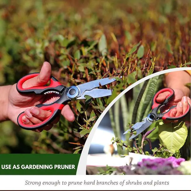 Alt view image 4 of 7 - Kitchen Scissors Stainless Steel Sharp Blades with Cushioned Soft TPR Grip for Easy Handling Heavy Duty Multipurpose Scissors for Meat, Chicken, Fish, Vegetables, & Herbs Bottle Opener