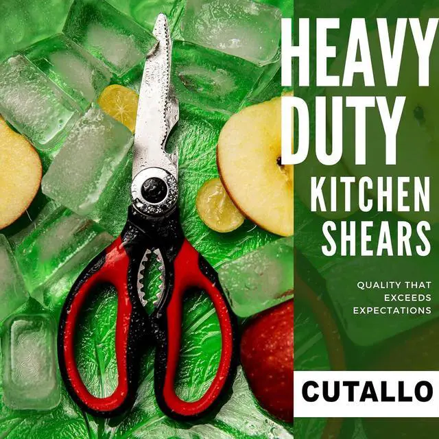 Alt view image 7 of 7 - Kitchen Scissors Stainless Steel Sharp Blades with Cushioned Soft TPR Grip for Easy Handling Heavy Duty Multipurpose Scissors for Meat, Chicken, Fish, Vegetables, & Herbs Bottle Opener