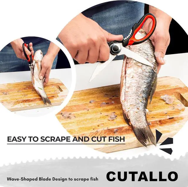 Alt view image 3 of 7 - Kitchen Scissors Stainless Steel Sharp Blades with Cushioned Soft TPR Grip for Easy Handling Heavy Duty Multipurpose Scissors for Meat, Chicken, Fish, Vegetables, & Herbs Bottle Opener