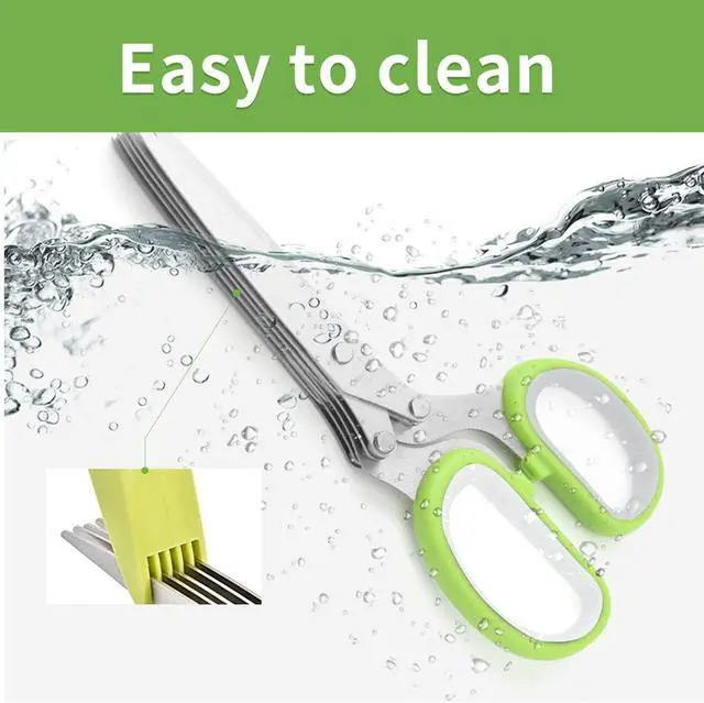 Alt view image 5 of 6 - Herb Scissors Set,Multipurpose 5 Blade Kitchen Herb Cutter with Safety Cover and Cleaning Comb for Cutting Shredded Lettuce, Cilantro Fresh, Green Onion Fresh and etc.