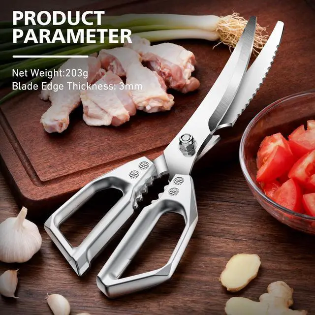 Alt view image 7 of 7 - BALUCA Heavy Duty Kitchen Scissors All Purpose - Professional Stainless Steel Japanese Kitchen Shears for Food, Chicken Bones & Turkey | Dishwasher Safe, Sharp Meat & Poultry Scissors (Modern)