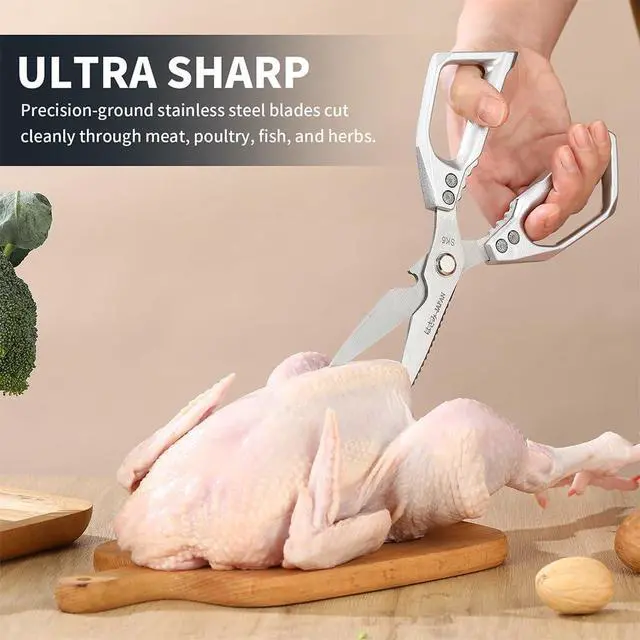 Alt view image 3 of 7 - Kitchen Scissors Heavy Duty for Food, All Purpose Meat Scissors, Premium Ultra Sharp Japanese Stainless Steel Kitchen Shears