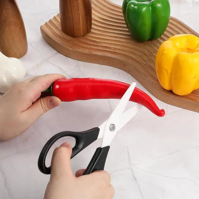 Alt view image 7 of 7 - Ceramic Scissors 8" Kitchen Shears Scissors Ceramic Blade Kitchen Scissor All Purpose Cooking Shears for Kitchens Office School Crafting (Black)