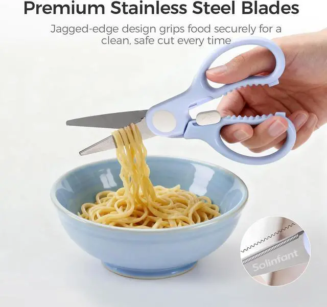 Alt view image 3 of 7 - Premium Stainless Steel Portable Baby Food Safety Scissors, Detachable Feeding Shears for Toddlers Infant Kids Food Cutting Meats Noodles Vegetables with Protactive Cover