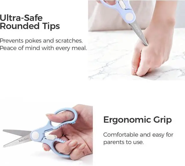 Alt view image 5 of 7 - Premium Stainless Steel Portable Baby Food Safety Scissors, Detachable Feeding Shears for Toddlers Infant Kids Food Cutting Meats Noodles Vegetables with Protactive Cover