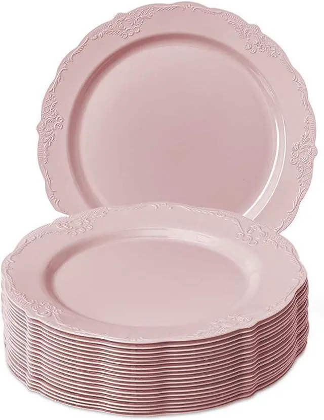 Main image of DISPOSABLE DINNERWARE PLATES | Blush | 10 Salad Plates - 9" | Vintage Collection