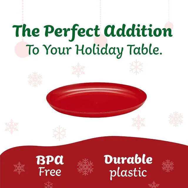Alt view image 7 of 7 - PLASTICPRO 30 Pack 6.3'' Christmass Plates Red Plastic Party Plates Edge Collection Premium heavyweight Elegant Disposable Tableware Dishes