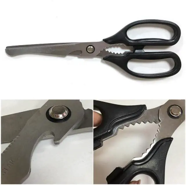 Alt view image 4 of 5 - SD Queen All-Stainless Steel Commercial-Grade Kitchen Scissors for Meat, Korean BBQ Kalbi Meat Cutter