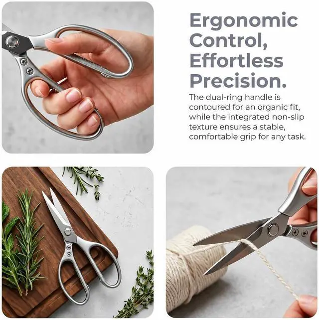 Alt view image 4 of 6 - Kitchen Shears Heavy Duty 8.5", Multipurpose Food Scissors for Meat Chicken | Detachable Design for Easy Cleaning, Dishwasher Safe, Non-Slip Comfort Grip, for Meat Chicken Vegetables Seafood & Herbs