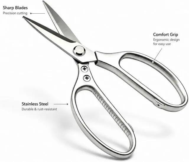 Alt view image 6 of 6 - Kitchen Shears Heavy Duty 8.5", Multipurpose Food Scissors for Meat Chicken | Detachable Design for Easy Cleaning, Dishwasher Safe, Non-Slip Comfort Grip, for Meat Chicken Vegetables Seafood & Herbs