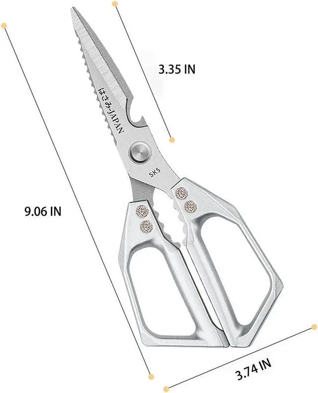 Alt view image 2 of 7 - Heavy Duty Rust Proof Multi-Purpose Kitchen Shears(Silver) | Suitable for Chicken, Fish, Steak and Vegetables. Built-In Fish Scaler & Bottle Opener, Dishwasher Safe.