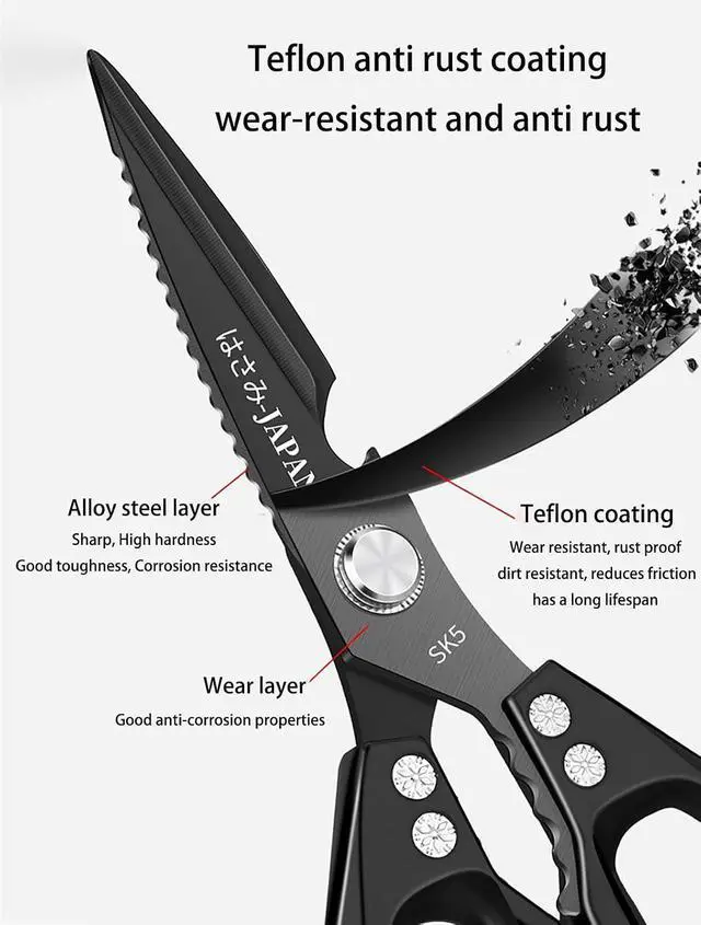 Alt view image 4 of 7 - Heavy Duty Rust Proof Multi-Purpose Kitchen Shears(Silver) | Suitable for Chicken, Fish, Steak and Vegetables. Built-In Fish Scaler & Bottle Opener, Dishwasher Safe.
