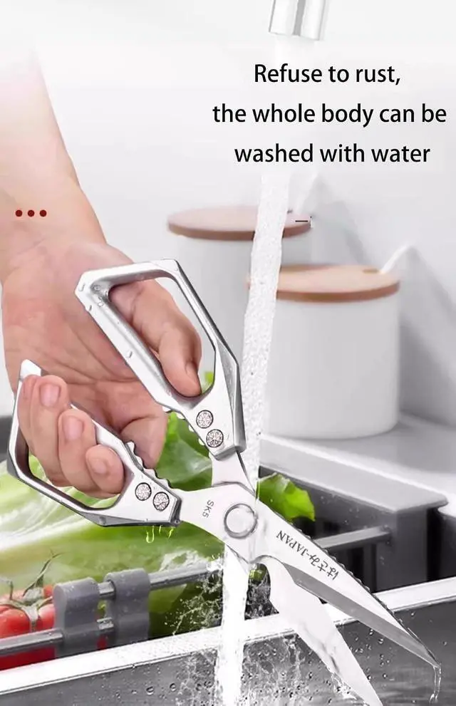 Alt view image 6 of 7 - Heavy Duty Rust Proof Multi-Purpose Kitchen Shears(Silver) | Suitable for Chicken, Fish, Steak and Vegetables. Built-In Fish Scaler & Bottle Opener, Dishwasher Safe.
