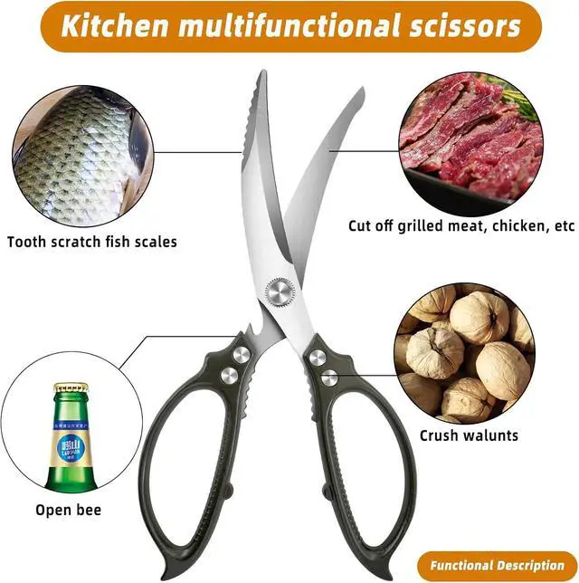 Alt view image 4 of 7 - Heavy Duty Poultry Shears,Kitchen Shears Scissors for Meat Cutting | Comfort-Grip,Premium Stainless Steel Sharp Blade,Chicken,Turkey,Fish,Dishwasher Safe with Anti-Slip Handle