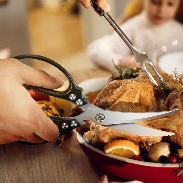 Alt view image 6 of 7 - Heavy Duty Poultry Shears,Kitchen Shears Scissors for Meat Cutting | Comfort-Grip,Premium Stainless Steel Sharp Blade,Chicken,Turkey,Fish,Dishwasher Safe with Anti-Slip Handle