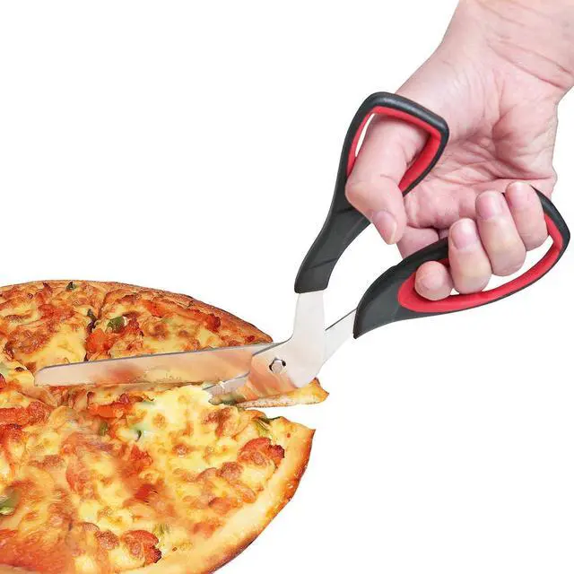 Alt view image 2 of 7 - Asdirne Pizza Scissors, Pizza Cutter with Ultra Sharp Detachable Blade and Ergonomic Soft Grip, 10.3Inch, Black&Red