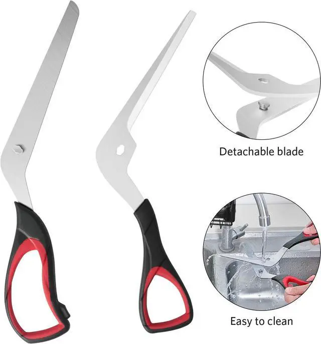 Alt view image 3 of 7 - Asdirne Pizza Scissors, Pizza Cutter with Ultra Sharp Detachable Blade and Ergonomic Soft Grip, 10.3Inch, Black&Red