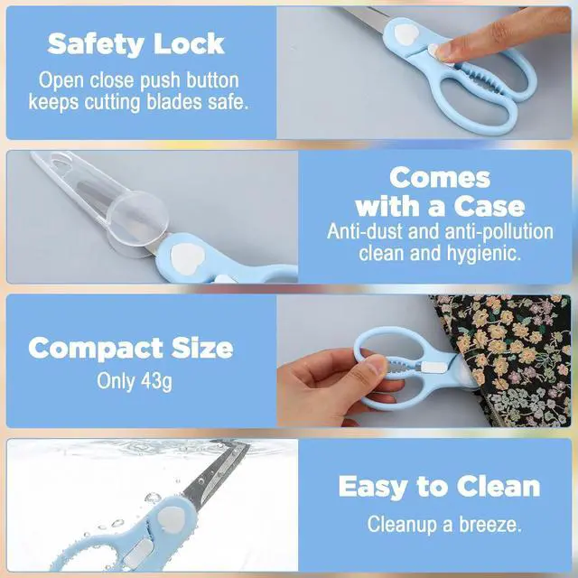Alt view image 4 of 7 - Food Cutting Scissors, Detachable Travel Food Scissors (Blue) | Stainless Steel Shears with Protective Cover