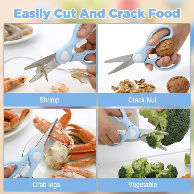 Alt view image 3 of 7 - Food Cutting Scissors, Detachable Travel Food Scissors (Blue) | Stainless Steel Shears with Protective Cover