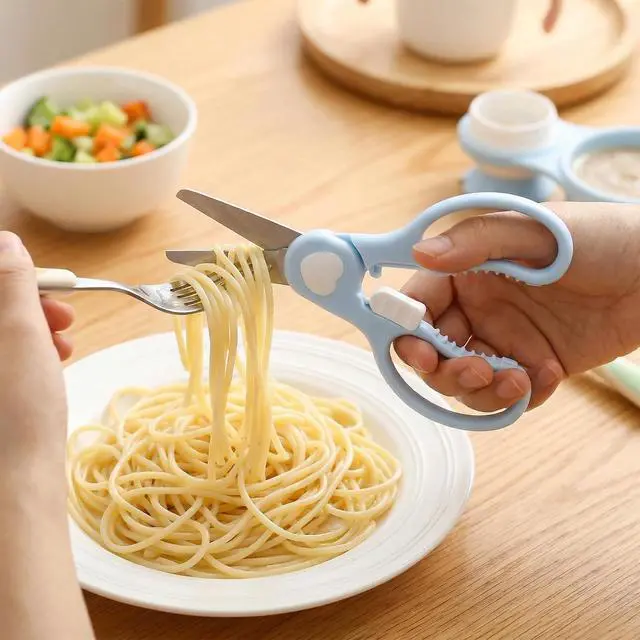 Alt view image 6 of 7 - Food Cutting Scissors, Detachable Travel Food Scissors (Blue) | Stainless Steel Shears with Protective Cover