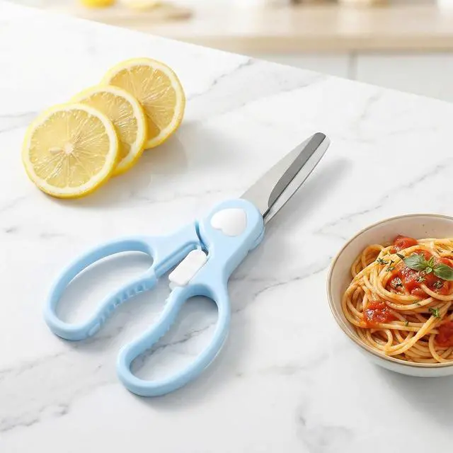 Alt view image 7 of 7 - Food Cutting Scissors, Detachable Travel Food Scissors (Blue) | Stainless Steel Shears with Protective Cover