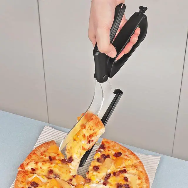 Alt view image 6 of 7 - Pizza Scissors, Pizza Cutter Scissors with Firm Base and Comfortable Grip, Food Grade Stainless Steel Blades, Sharp Cutting Blades, Black