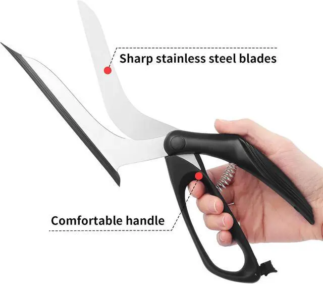 Alt view image 4 of 7 - Pizza Scissors, Pizza Cutter Scissors with Firm Base and Comfortable Grip, Food Grade Stainless Steel Blades, Sharp Cutting Blades, Black