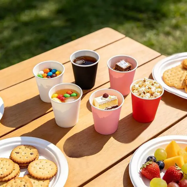 Alt view image 6 of 7 - Mnuizu 50 Pack 3 oz Paper Cups, Disposable Bathroom Cups, Mouthwash Cups, Small Paper Cups Ideal for Bathroom, Party, Picnic etc. (Black)