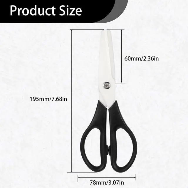 Alt view image 2 of 7 - Ceramic Scissors 8" Kitchen Shears Scissors Ceramic Blade Kitchen Scissor All Purpose Cooking Shears for Kitchens Office School Crafting (Black)