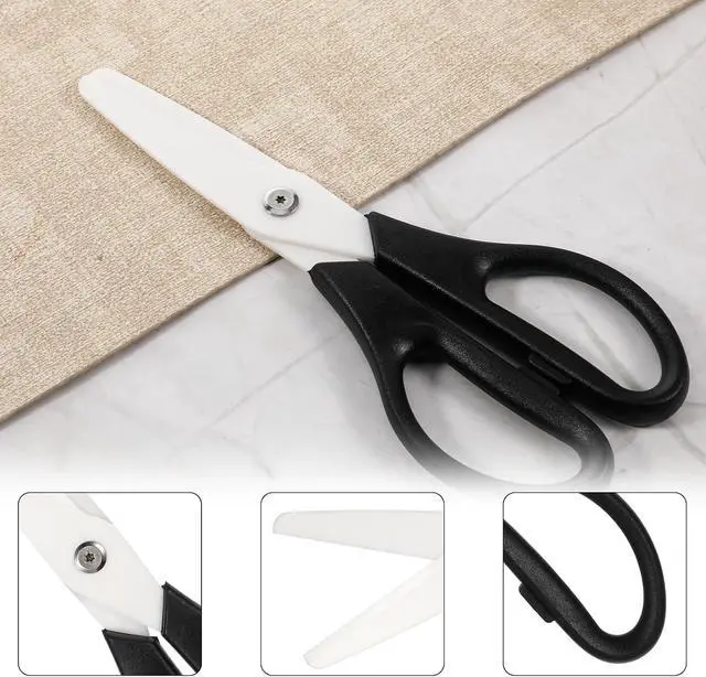 Alt view image 6 of 7 - Ceramic Scissors 8" Kitchen Shears Scissors Ceramic Blade Kitchen Scissor All Purpose Cooking Shears for Kitchens Office School Crafting (Black)