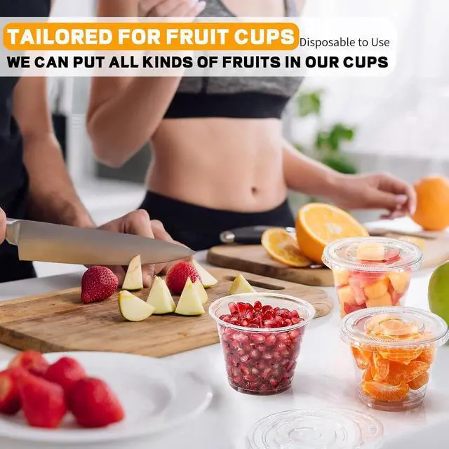 Alt view image 3 of 7 - CenYouful 9 oz Clear Plastic Cups with Flat Lids No Hole, 20 Packs, Disposable Dessert Cups with Lids for Ice Cream, Cake, Snacks, Fruit, Cold Drinks, Smoothie, Pudding, Salad