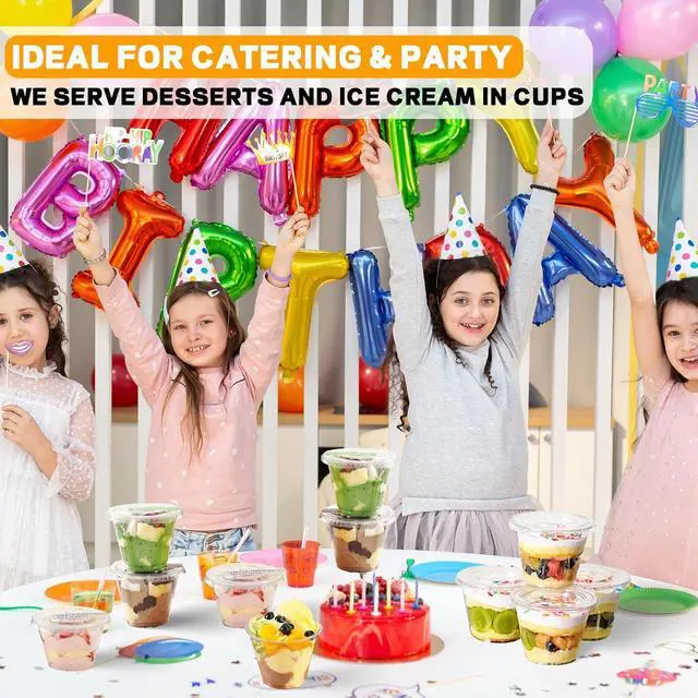Alt view image 7 of 7 - CenYouful 9 oz Clear Plastic Cups with Flat Lids No Hole, 20 Packs, Disposable Dessert Cups with Lids for Ice Cream, Cake, Snacks, Fruit, Cold Drinks, Smoothie, Pudding, Salad